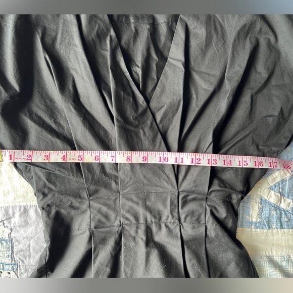 Zara Womens Black Minimalist V-Neck Poplin Sleeves Pleated Dress Size XS - Picture 6 of 16